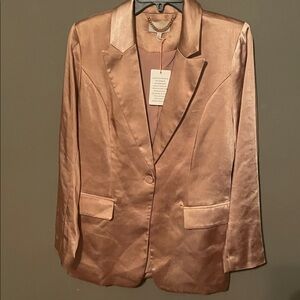 Skies Are Blue Satin Blazer - Brown